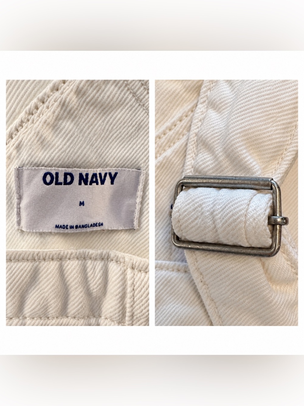 Old Navy White Denim Shortalls Overalls Size M - Picture 2 of 3